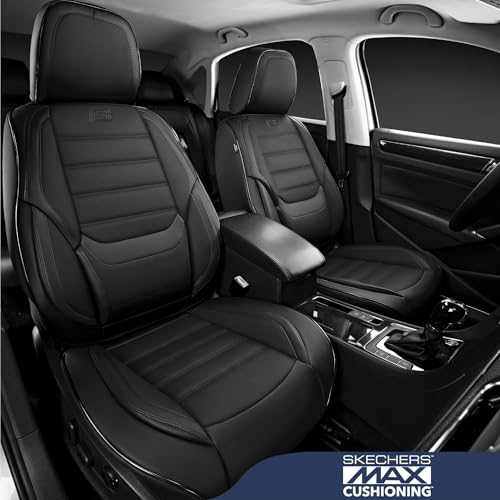 Skechers MAX Cushioning Seat Covers,Memory Foam Leather Car Seat Covers,Waterproof Car Seat Protector Front Seats