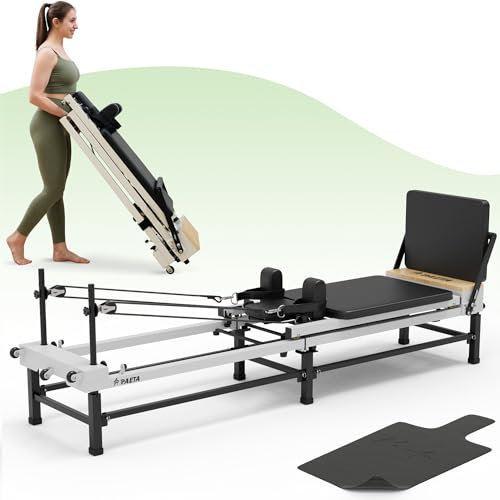 PAETA Pilates Reformer, 91" Foldable Reformer Pilates Machine with Adjustable Reformer Heights