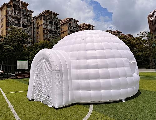 Outdoor Portable Inflatable Igloo Dome Tent with LED Light, 2 Windows | 16.5x18x11ft | Shelter Igloo Marquee for Party, Wedding, Camping