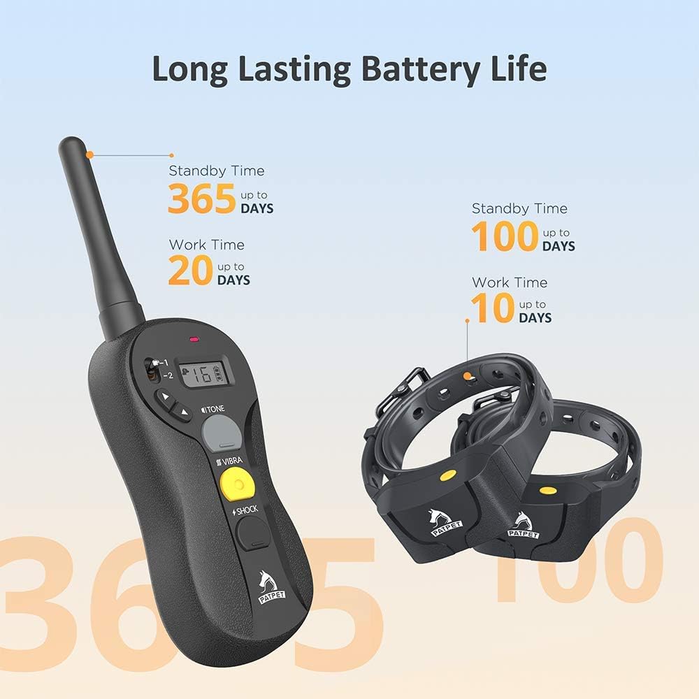 PATPET Dog Shock Collar for Large Dog - Rechargeable Dog Training Collar with Remote IPX7 Waterproof 3 Training Modes, Beep