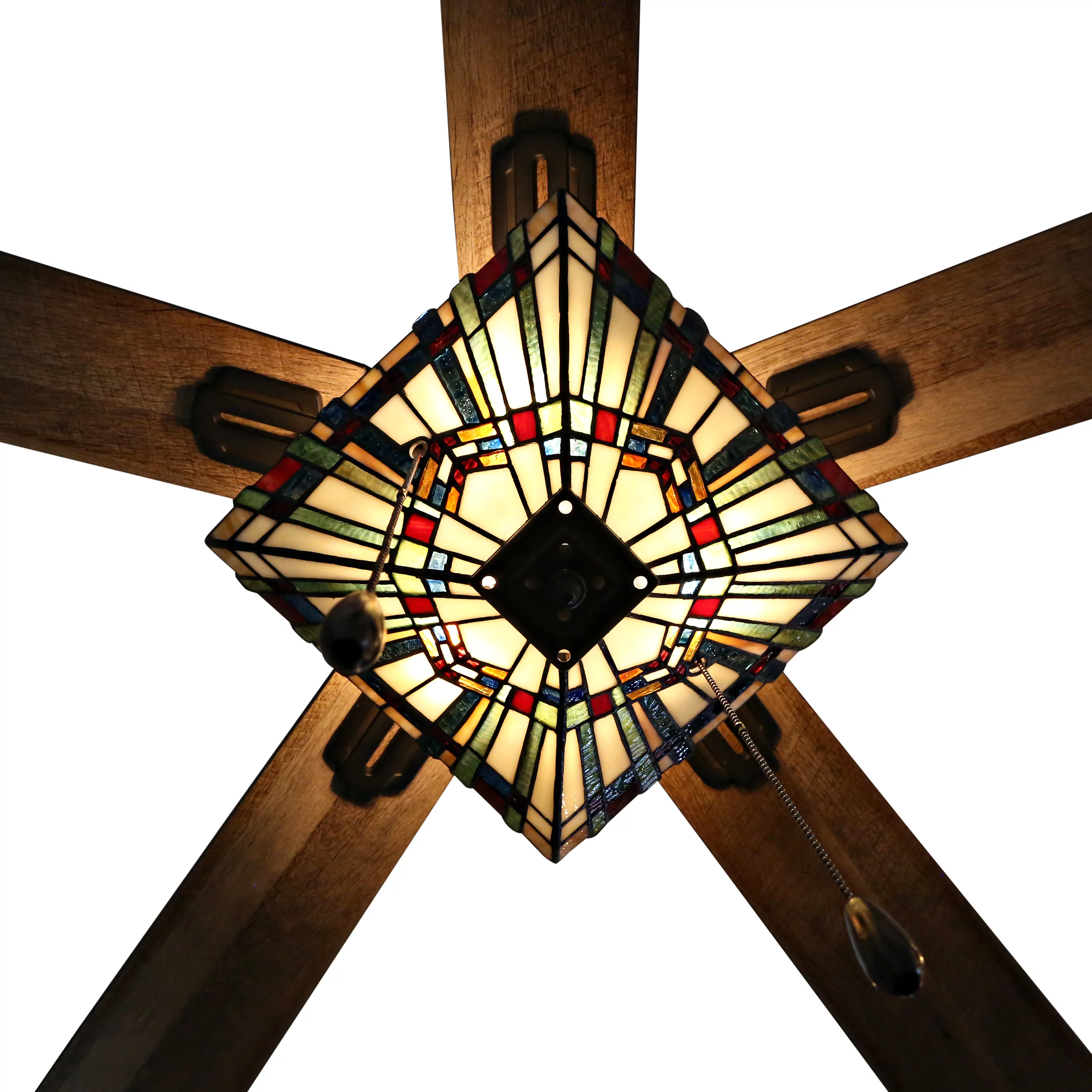 River of Goods 52" Geometric Abstraction Stained Glass LED Ceiling Fan with Light