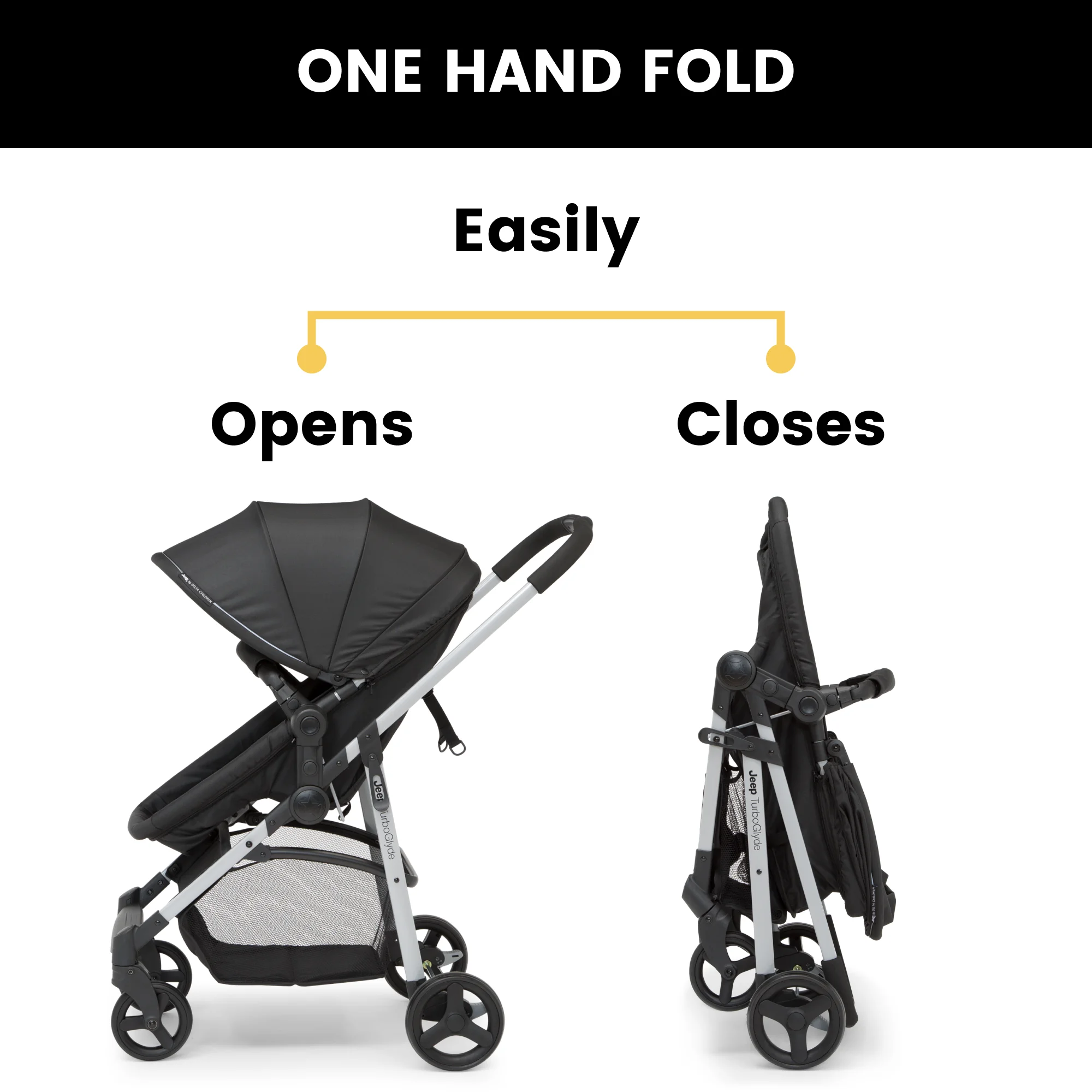 Jeep TurboGlyde 3-in-1 Stroller by Delta Children, Black