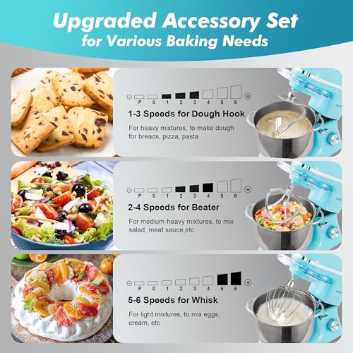 Aucma Stand Mixer,6.5-QT 660W 6-Speed Tilt-Head Food Mixer, Kitchen Electric Mixer with Dough Hook, Wire Whip & Beater (6.5QT, Black)