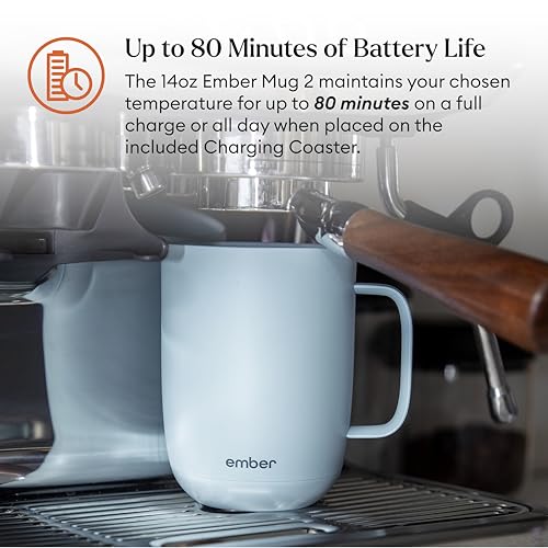 Ember Temperature Control Smart Mug 2, 14 Oz, App-Controlled Heated Coffee Mug with 80 Min Battery Life and Improved Design, Black