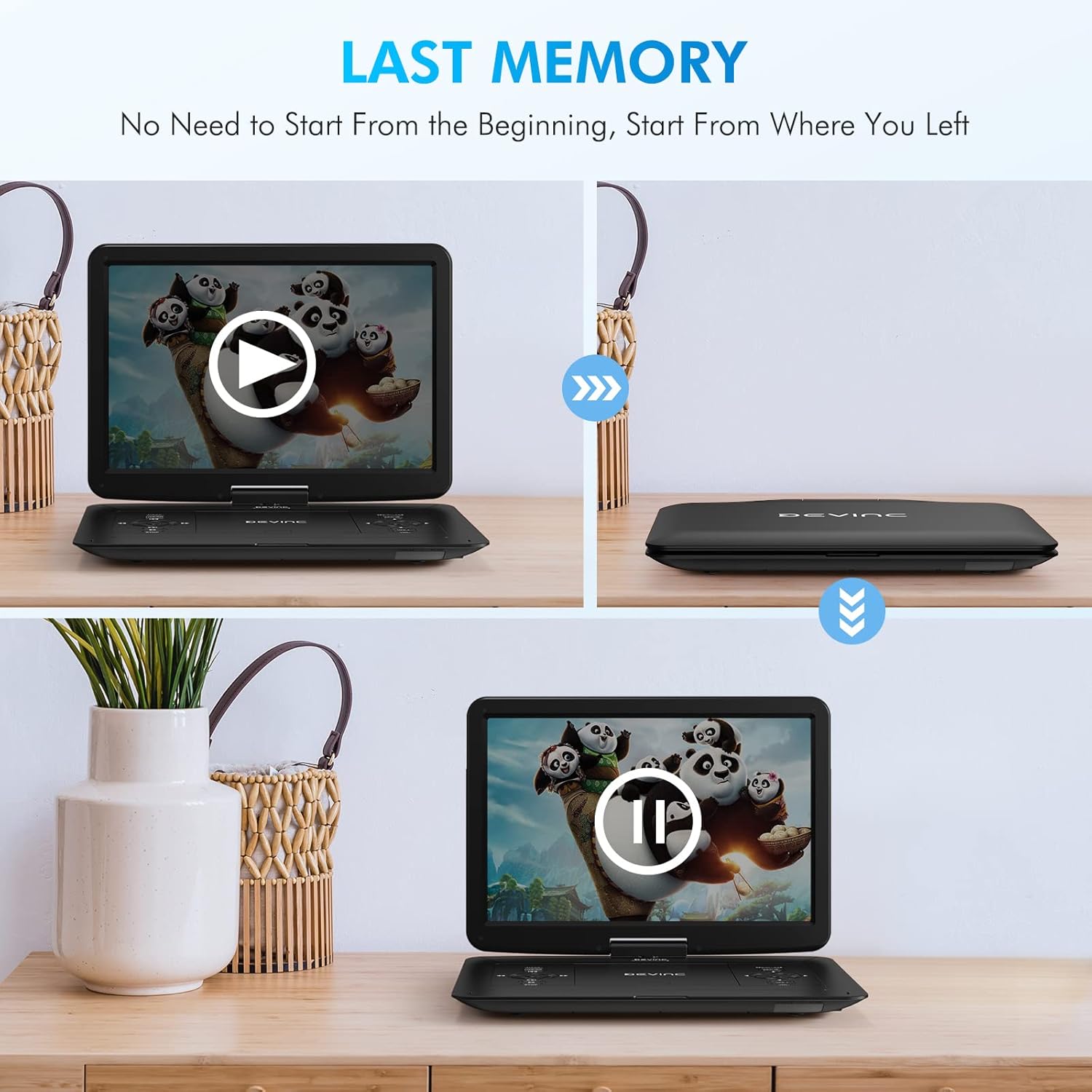 17.9" Portable DVD Player with 15.6" HD Swivel Screen, Support Multiple DVD CD Formats/USB/SD Card/Sync TV, 6 Hours Rechargeable Battery, Car Charger