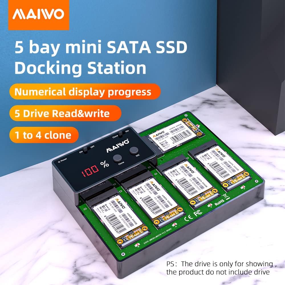 MAIWO K3016S 2 Bay m.2 SATA Docking Station, Tool-Free Type C to SATA SSD External Hard Drive Enclosure for B + M Key
