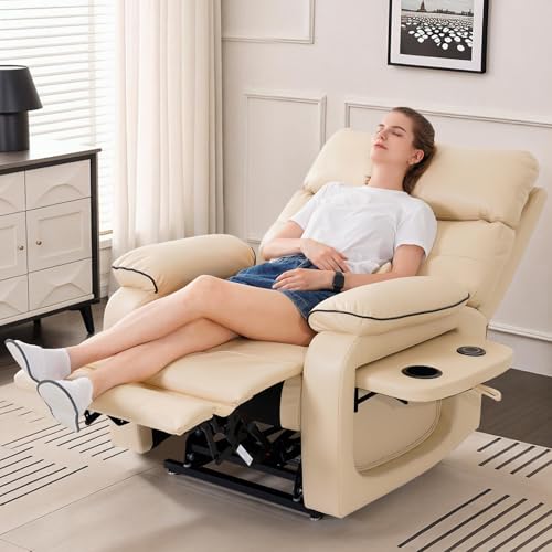 Dual Motor Power Lift Recliner Chair for Adult & Elderly, Infinite Position Lay Flat Lift Chair with Heat & Massage, Cup Holder, Lumbar Pillow