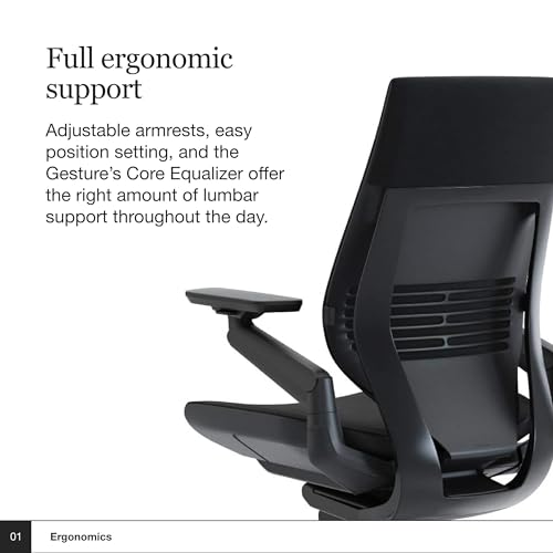 Steelcase Gesture Office Chair - Ergonomic Work Chair with Wheels for Carpet - Comfortable - Intuitive-to-Adjust for Desk - 360-Degree Arms