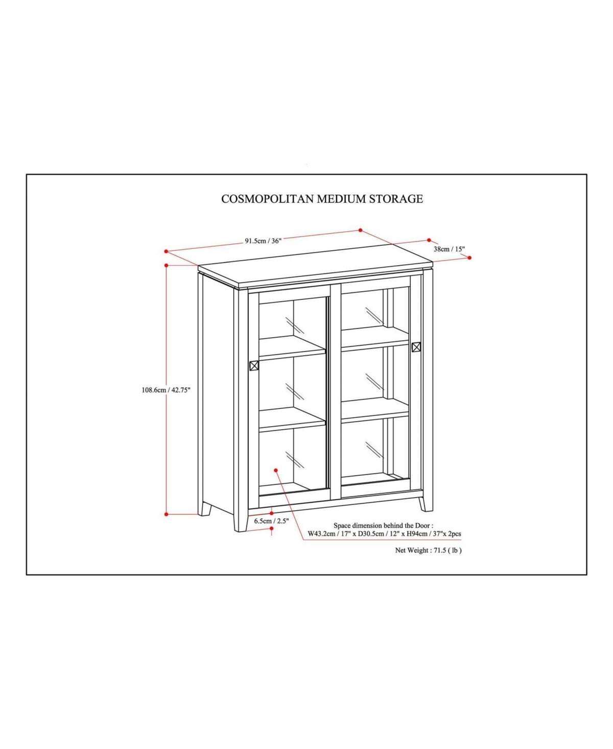 Simpli Home Cosmopolitan Solid Wood Medium Storage Cabinet in Mahogany Brown