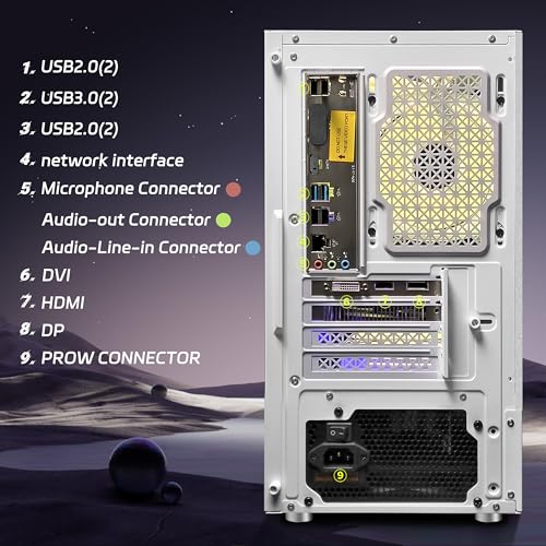 STGAubron Gaming Desktop PC,Radeon RX 580 16G GDDR5,Intel Core i7-6700 up to 4.0G,32G DDR4,2T SSD,600M WiFi,BT 5.0,RGB Fan x 3,RGB Keyboard&Mouse