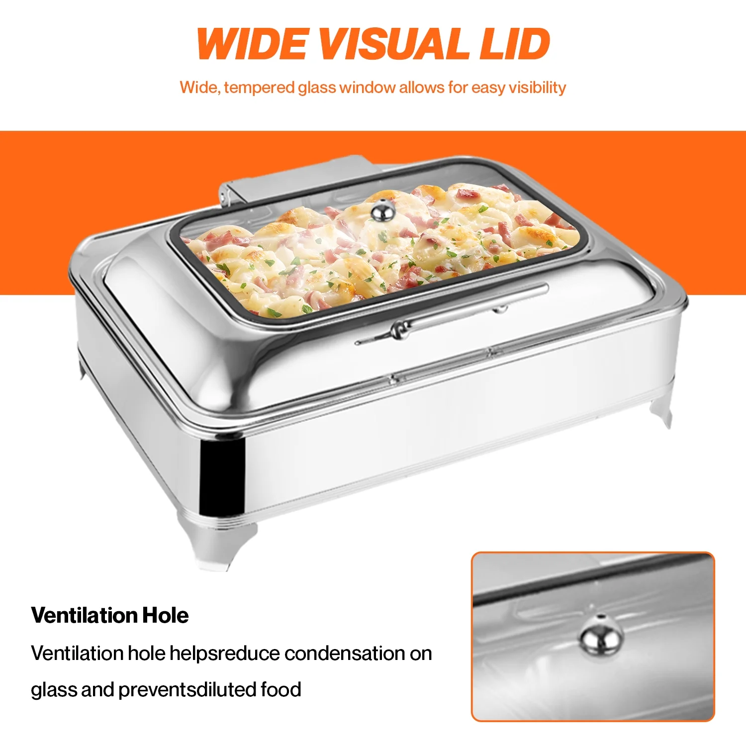 Gvode Electric Buffet Server Food Warmer with Glass Window for Catering, Buffet, Adjustable Temp