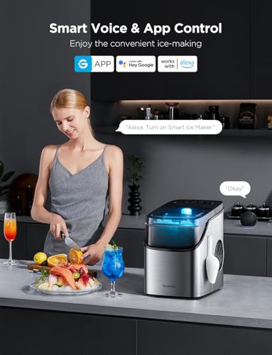 GoveeLife Smart Ice Maker Countertop, Portable Ice Machine with Voice Control, 9 Ice Cubes in 6 Minutes 3 Sizes, 26lbs/24Hrs