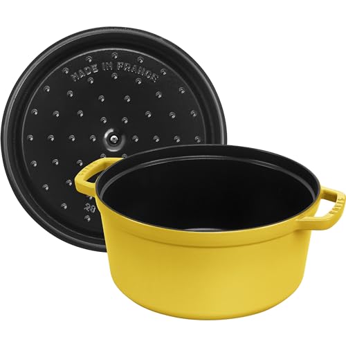 STAUB Cast Iron Dutch Oven 5.5-qt Round Cocotte, Made in France, Serves 5-6, Black Matte