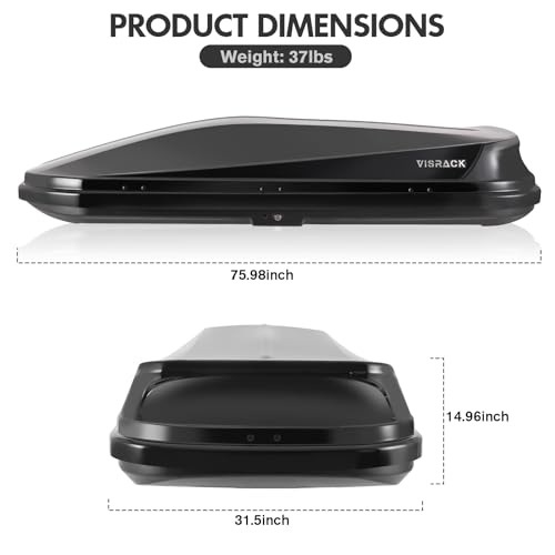 Large Cargo Carrier Box, Heavy Duty Hard Shell Roof with Security Keys, Waterproof Rooftop Cargo Box, 62 (L) x 31 (W) x 15(H) Inches, 16 Cubic Feet