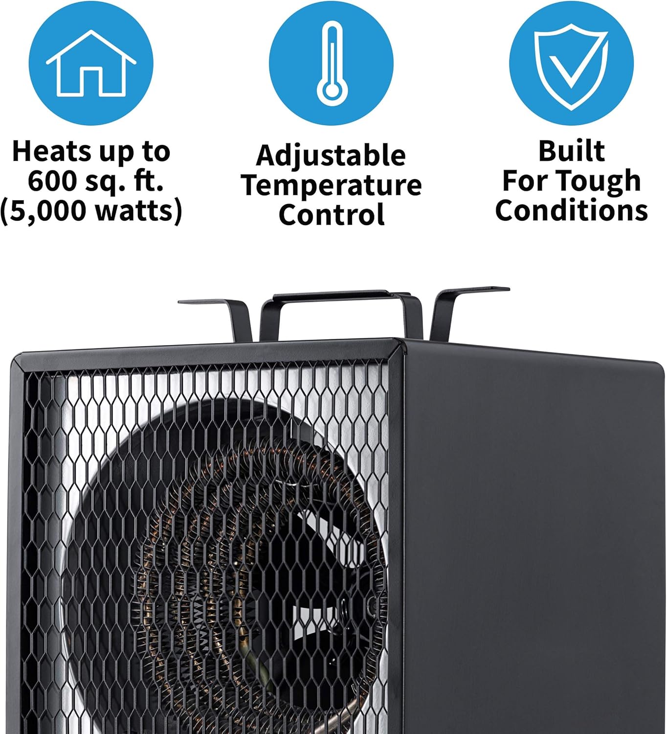 NewAir Portable Heater (240V) Portable Electric Garage Heater Heats Up to 600 sq. ft. with 6-Foot Cord Wrap and Carrying Handle | 5600 Watt Portable