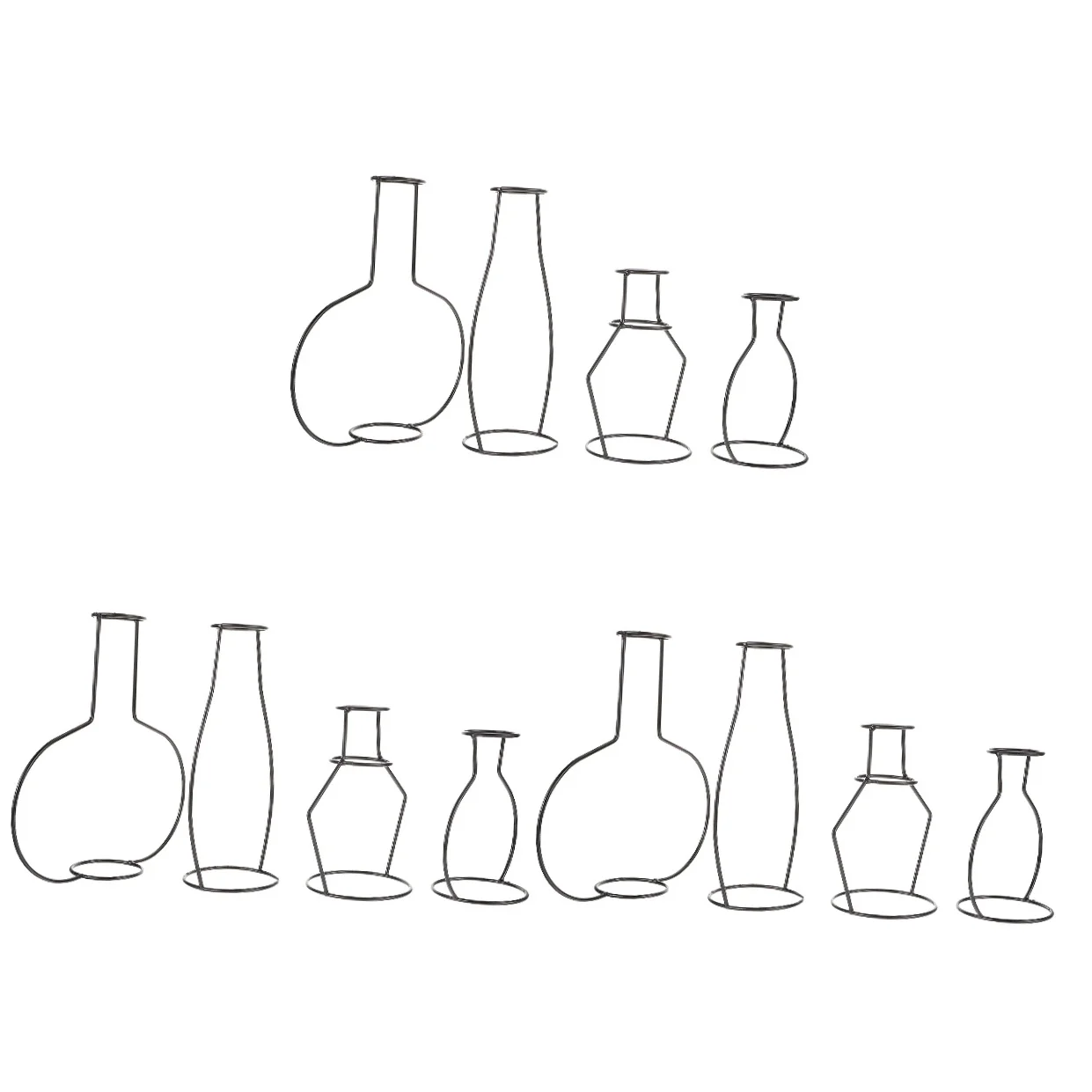 12 pcs  Flower Vases With Iron Art Frame Frame Bottle Home Flower Arrangement Bottle
