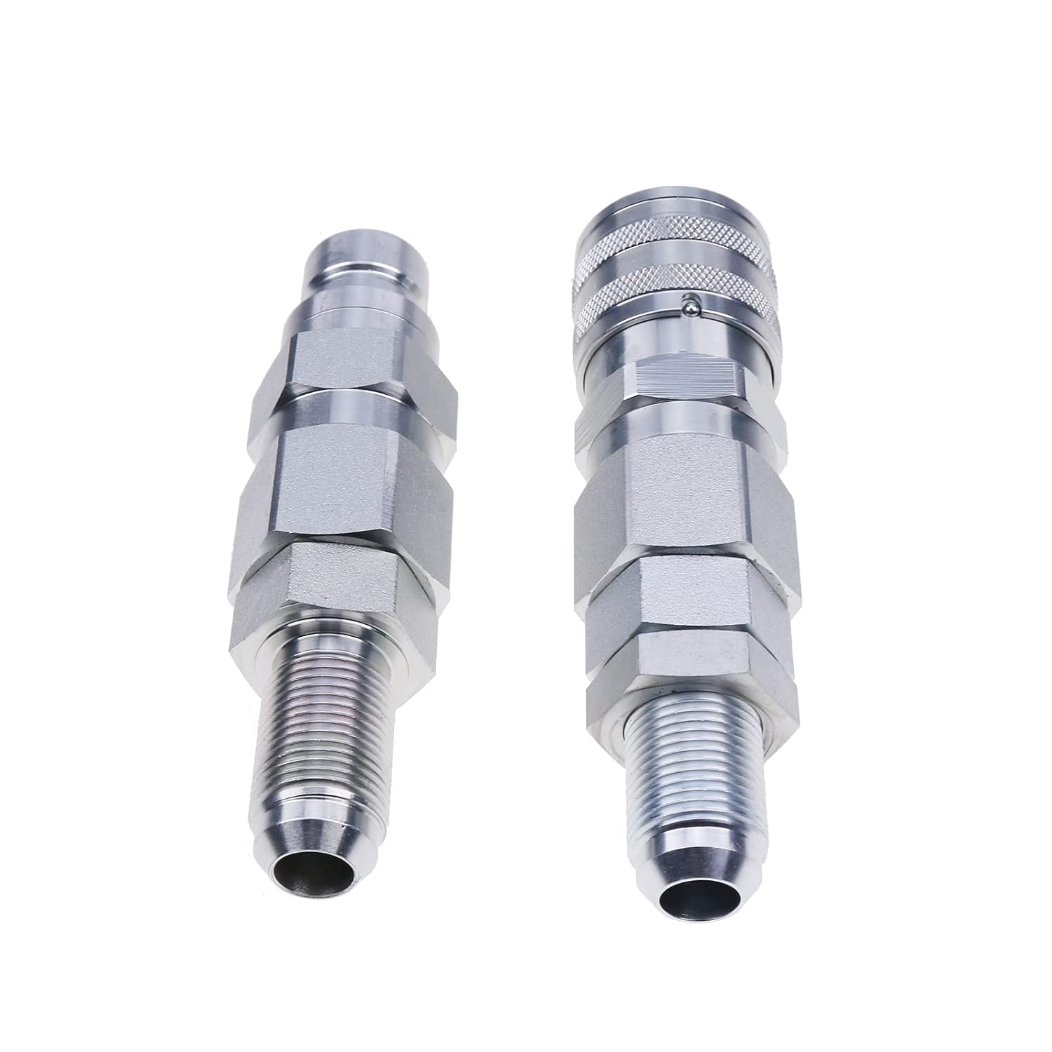 FridayParts 10 JIC Thread 1/2 Flat Face Hydraulic Quick Connect Coupler Set for Bobcat New Holland Case GEHL, Silver