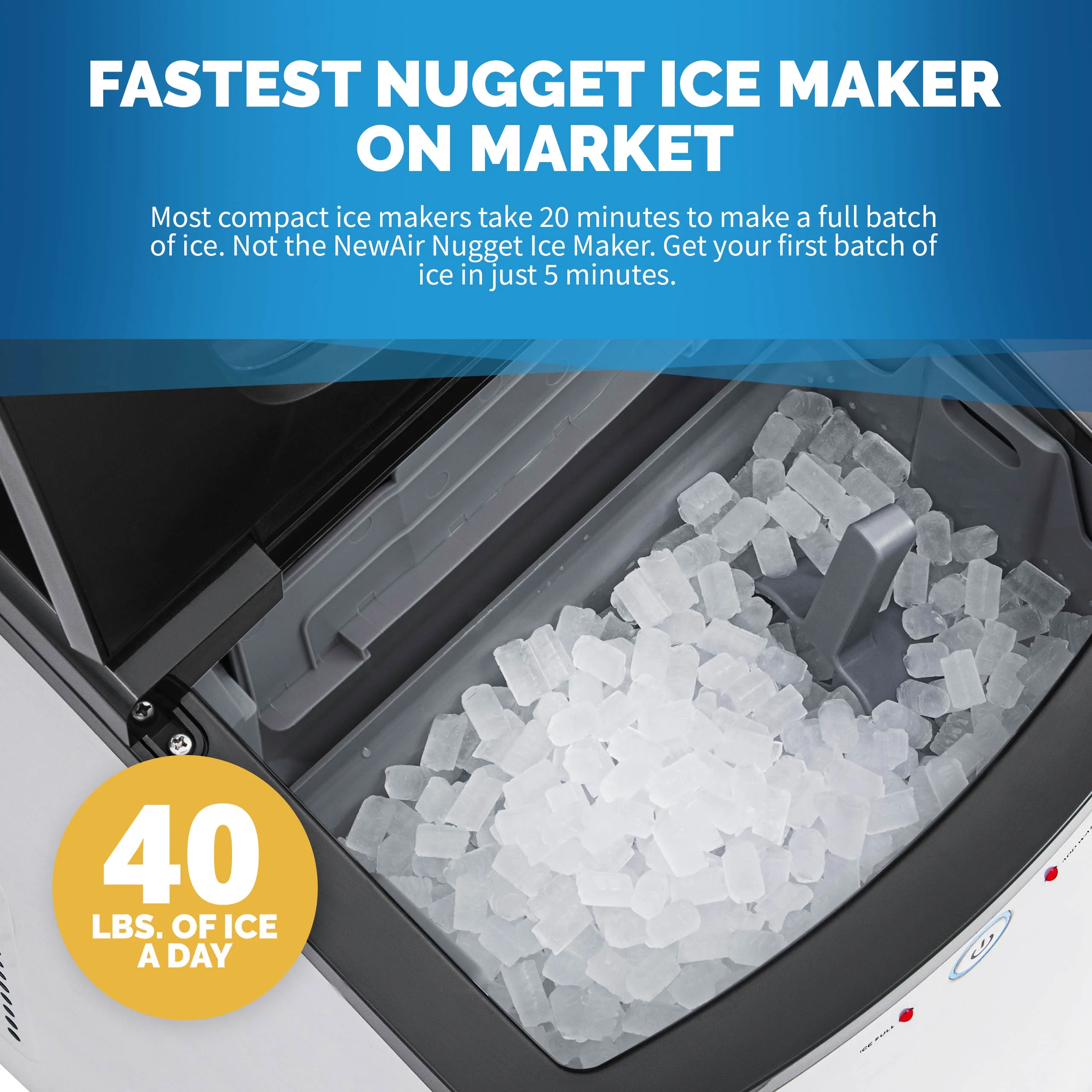 Newair 40 lb. Countertop Nugget Ice Maker in Stainless Steel - NIM040SS00