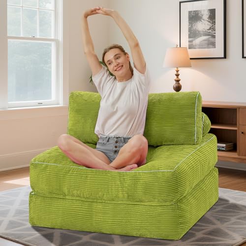 HABUTWAY Folding Sofa Bed, Convertible Sleeper Chair Bed w/Dual-Pillow & Handle, Foldable Floor Sofa Lounge w/Back Support for Living Room, Bedroom