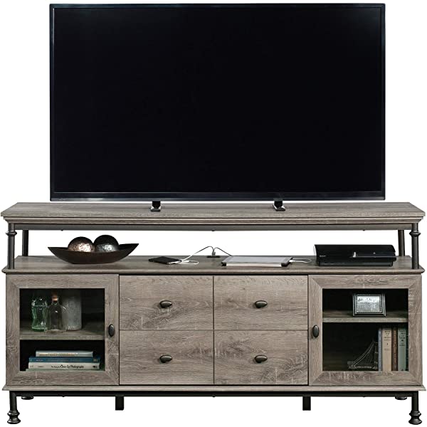 Sauder Canal Street Entertainment Credenza, For TV's up to 60", Northern Oak Finish