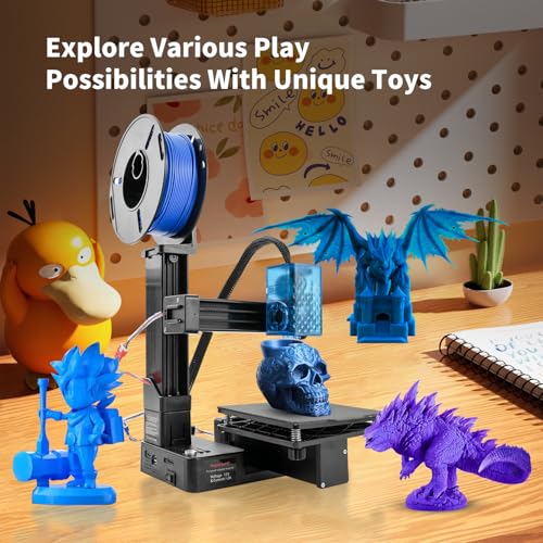 Mini 3D Printer for Beginners with 4 Colors PLA Filament, Portable FDM DIY 3D Printing Machine with TF Card Reader, Easy Setup, 0.4mm Nozzle