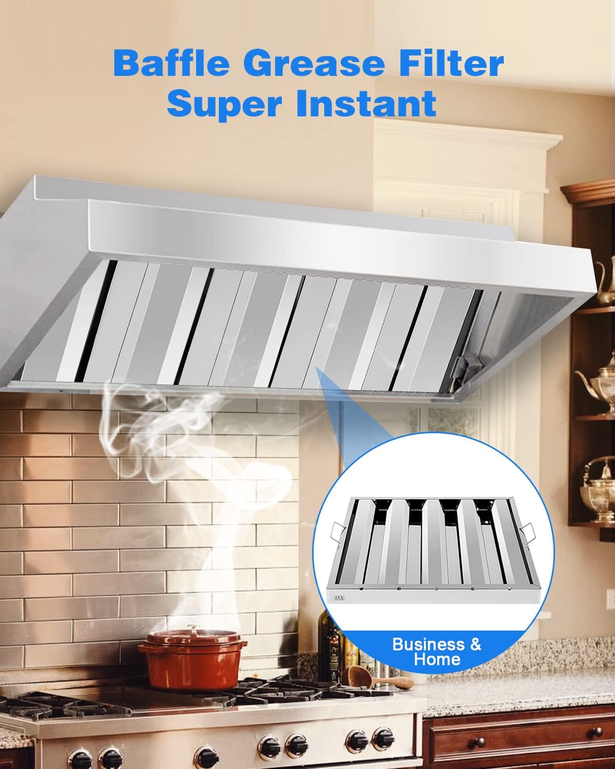 Hood Filters 19.5W x 19.5H Inch, 430 Stainless Steel 4 Grooves Commercial Hood Filters