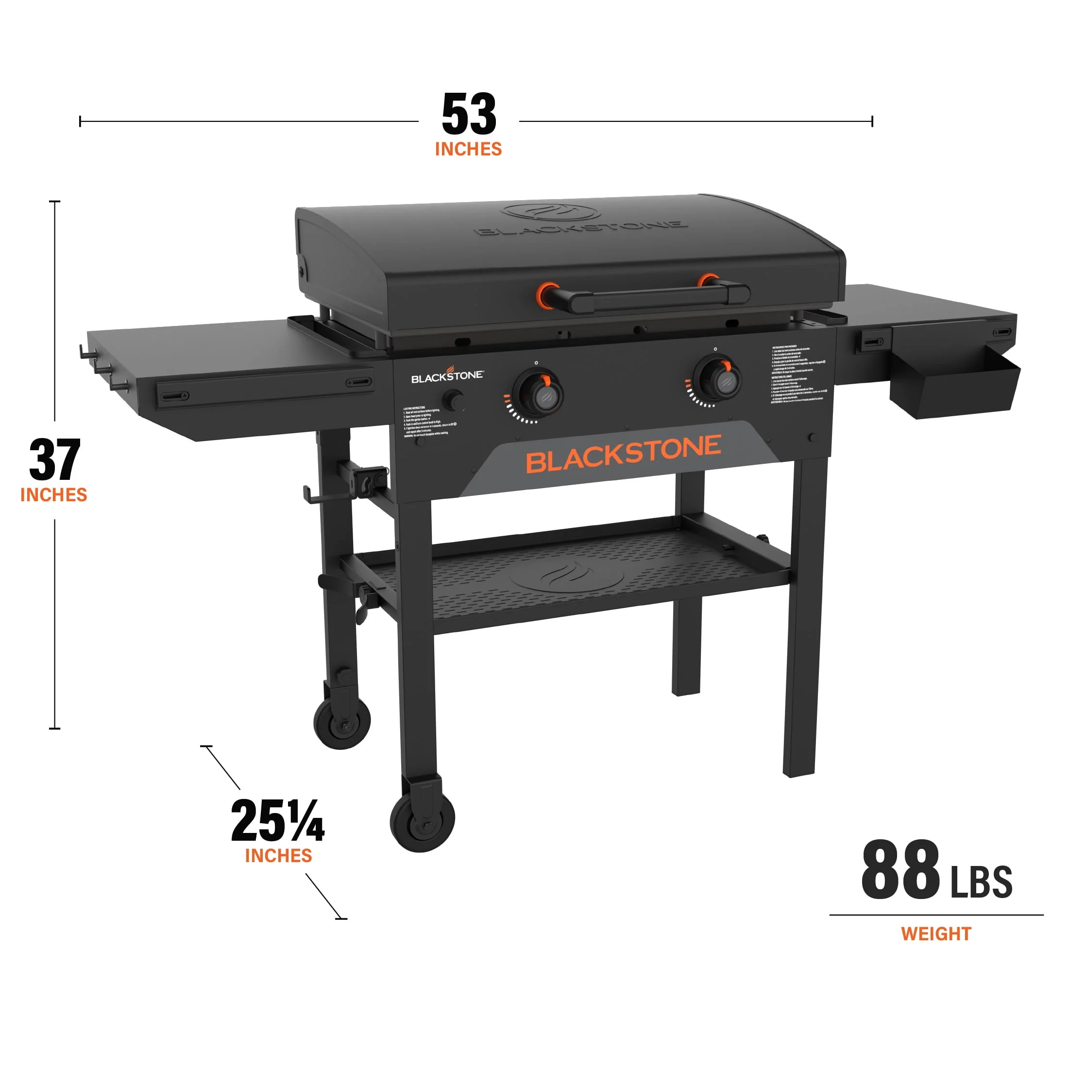 Blackstone Original 36” Omnivore Griddle with X-Braced Hood and Dual Side Shelves