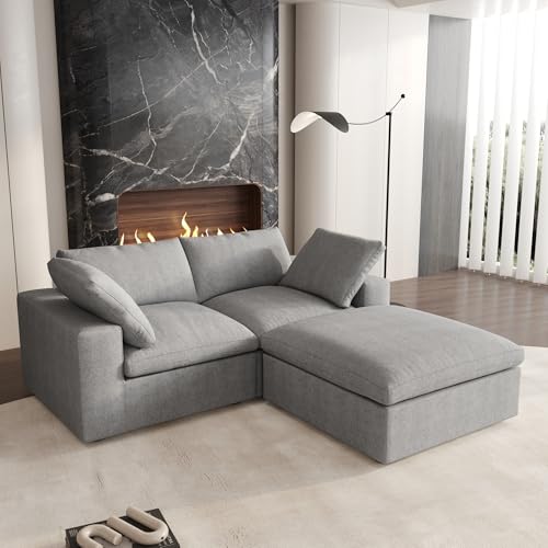 160.6" Cloud Couch Modular Sectional Sofa for Livingroom,Oversized Convertible Sofa with Storage Ottomans,6 Seat Wide Couches