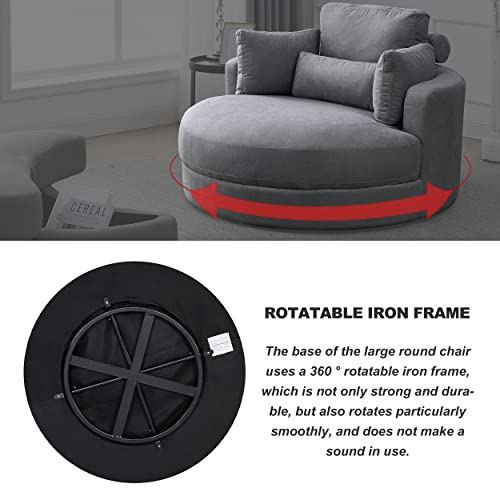 51.5-Inch Oversized Swivel Accent Barrel Chair with Storage Ottoman ,Button Decor and 4 Pillows