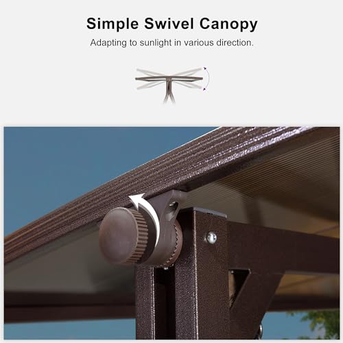 PURPLE LEAF Outdoor Patio Porch Swing with Adjustable PVC Canopy, 3-seat Swing Chair Bench with Side Cup Holder for Backyard Front Porch Lawn