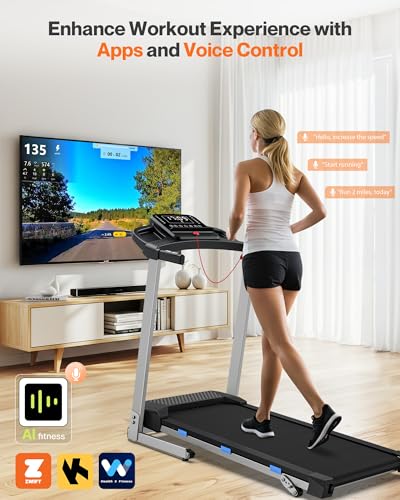 Folding Treadmill with Incline, 3.0 HP Quiet Treadmills for Home, 350 lbs Weight Capacity & 7.6 MPH
