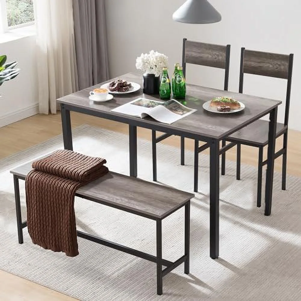 KHBIULIFE Small Kitchen Table and Chairs for 4  Dining Room Table and 2 Chair 1 Bench  Table and Chairs Set of 4 for Small Space  Apartment