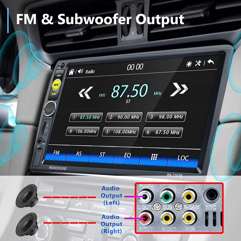 Double Din Car Stereo Radio with Carplay and Android Auto, AMprime 7'' Touch Screen Universal Car Multimedia Player with Bluetooth, FM Radio