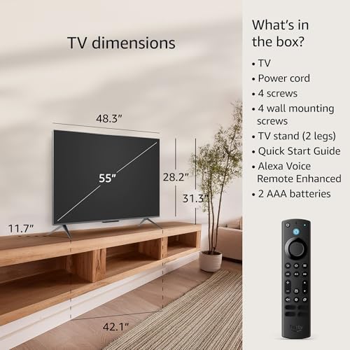 Amazon Fire TV 55" Omni Mini-LED Series, QLED 4K UHD smart TV, Dolby Vision IQ, 144hz gaming mode, Ambient Experience, hands-free with Alexa