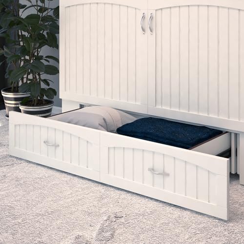 AFI Southampton Queen Murphy Bed Chest with Mattress, Storage, and Built-in Charger in Grey