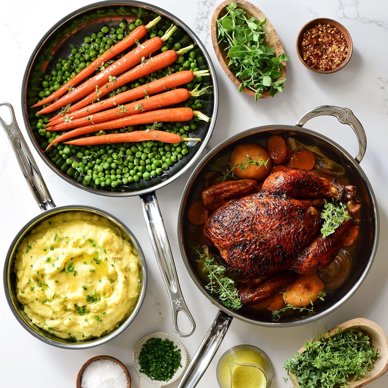 Hestan - NanoBond Collection - Titanium Stainless Steel 5-Piece Essential Cookware Set - Toxin, PFAS, & Chemical Free Clean Cookware
