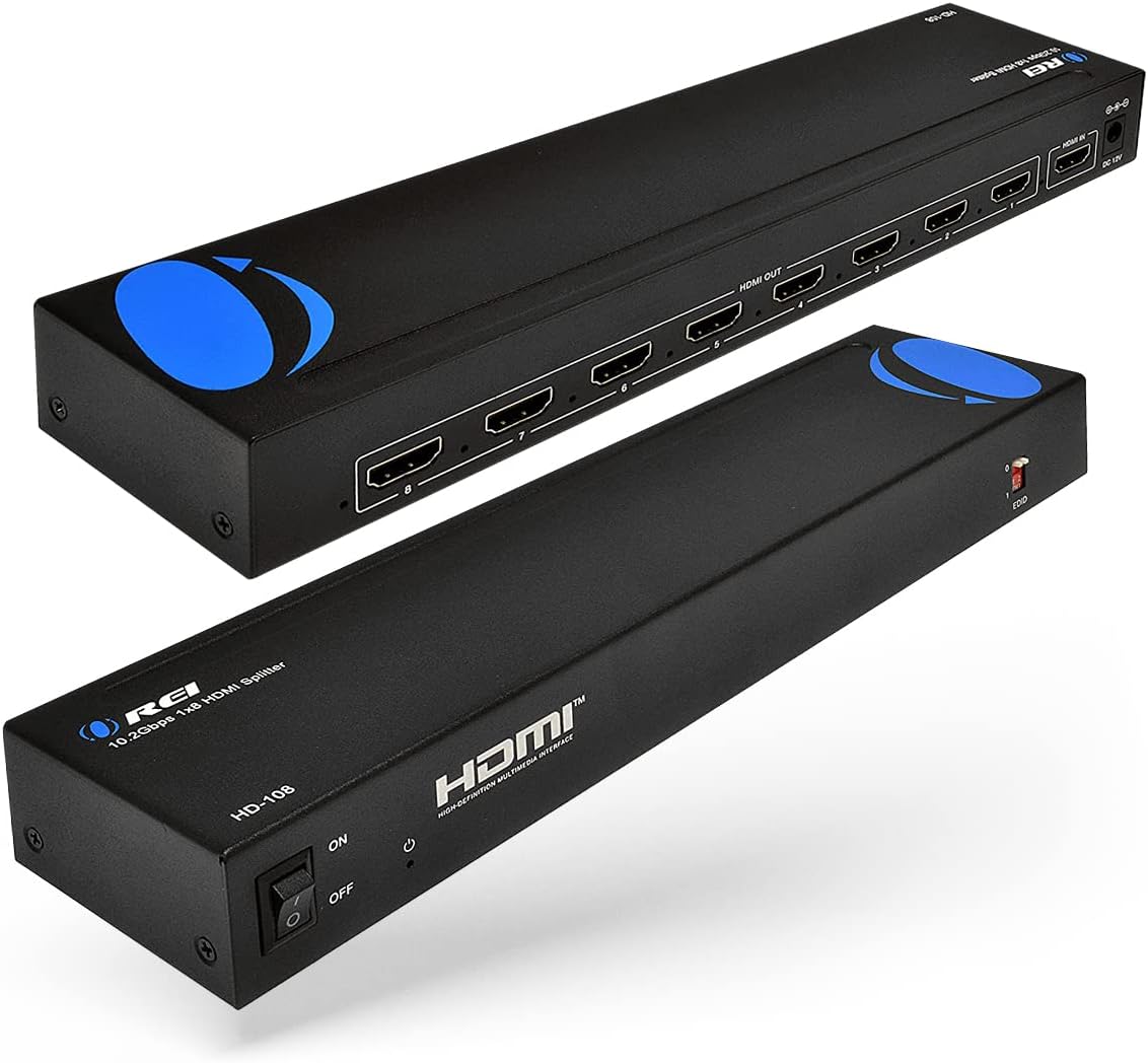 1080p 1x8 HDMI Splitter by OREI - 1 Port to 8 HDMI Display Duplicate/Mirror