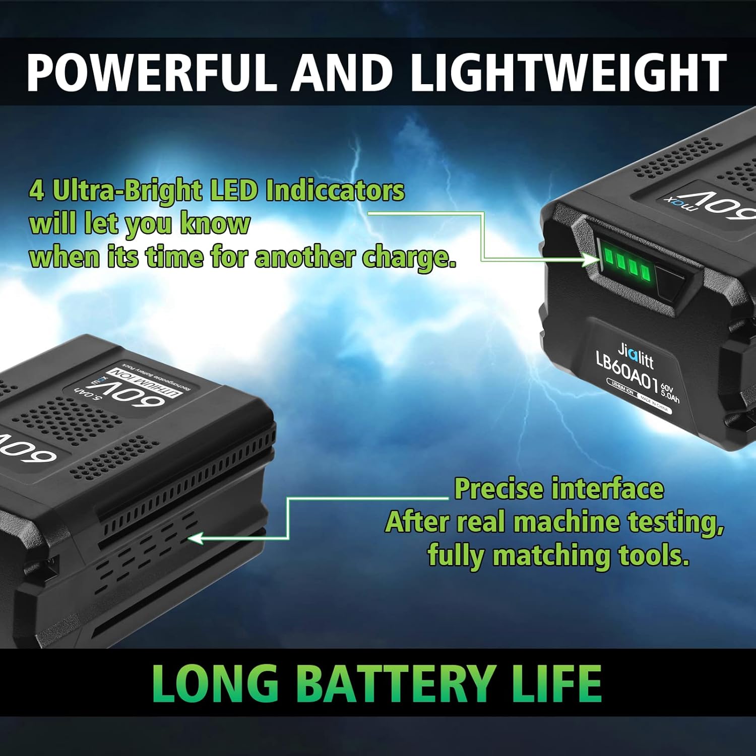 Jialitt 60V 5.0Ah Replacement Battery for Greenworks Pro 60V Max Lithium Ion Battery LB60A00 LB60A01 LB60A02 LB60A03(Not for Kobalt&Powerworks)