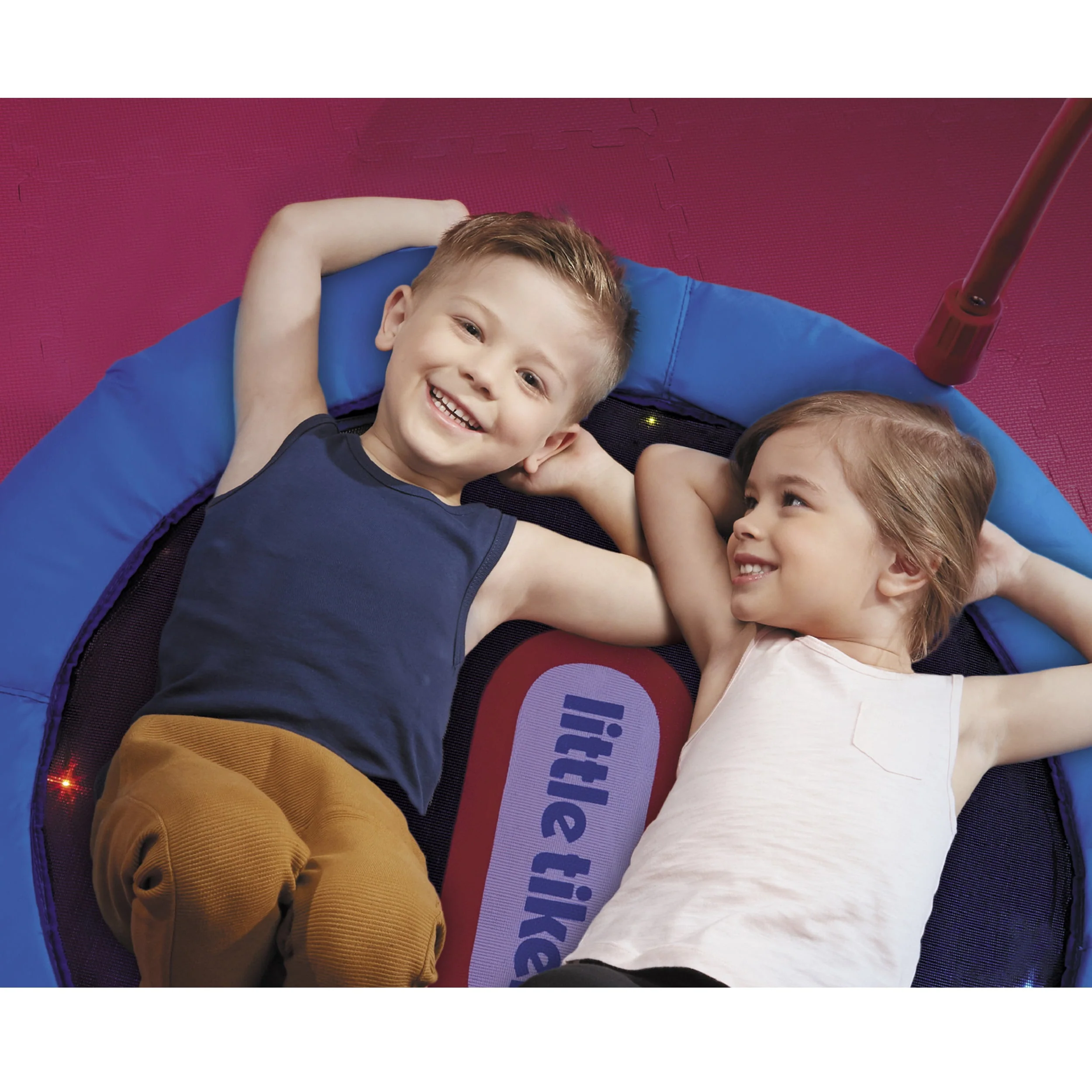 Little Tikes Light-Up 3' Kids Trampoline LED Lights and Folding Padded Handle for Safety and Easy Storage