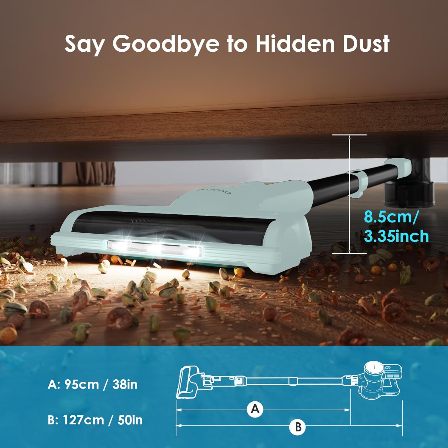 Oraimo Vacuum Cleaner for Home, 24KPA Max Brushless Cordless Vacuum, Stick Vacuum with LED Display, Self-Standing Stick Vacuum