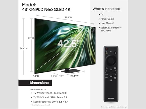SAMSUNG 85-Inch Class QLED 4K QN90D Series Neo Quantum HDR+ Smart TV w/Dolby Atmos, Object Tracking Sound+, Motion Xcelerator