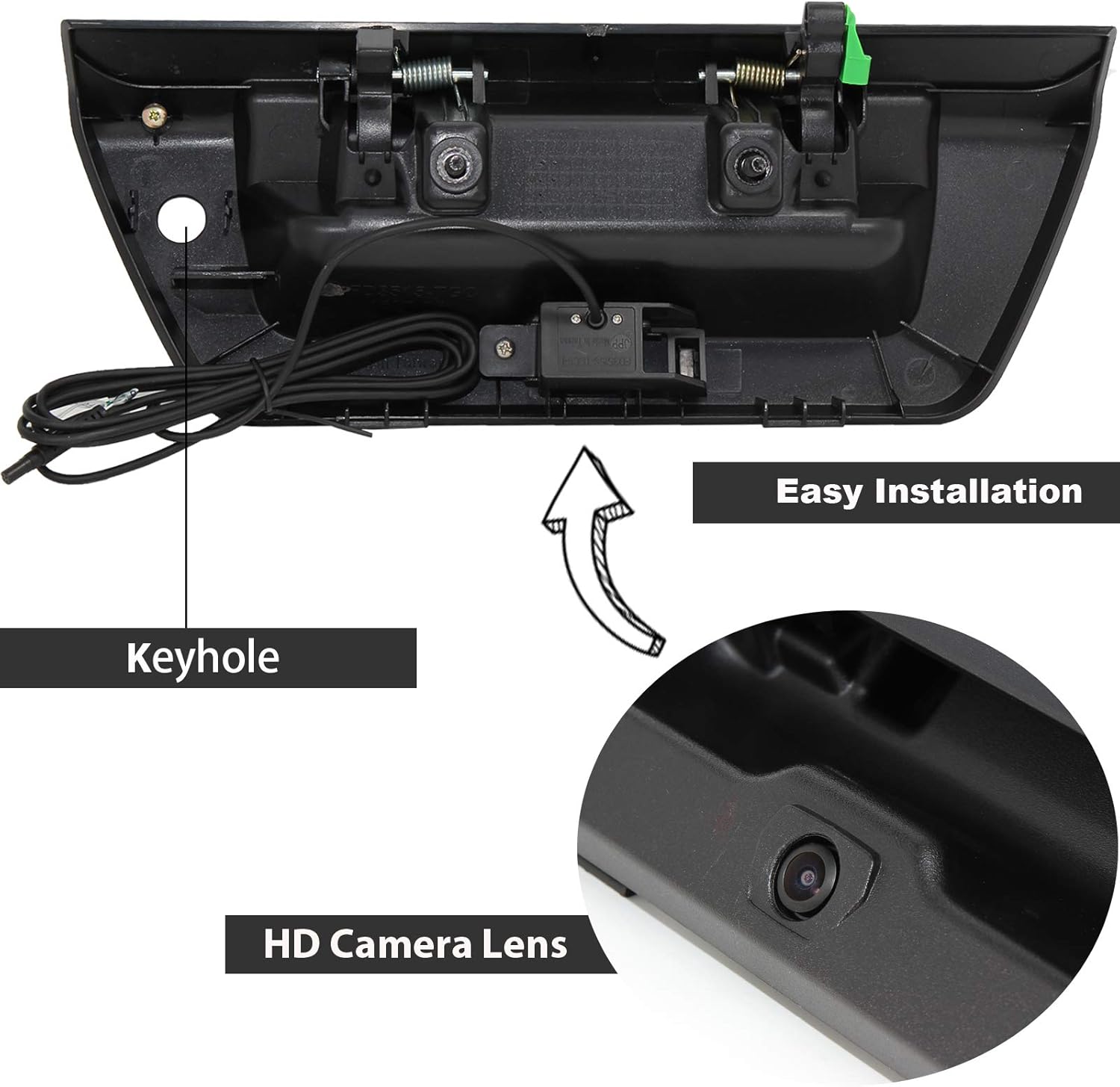 RED WOLF for Ford F150 2015-2020 Tailgate Handle W/ Backup Camera Waterproof Ford Reverse Camera Rear View Parking Mount Black