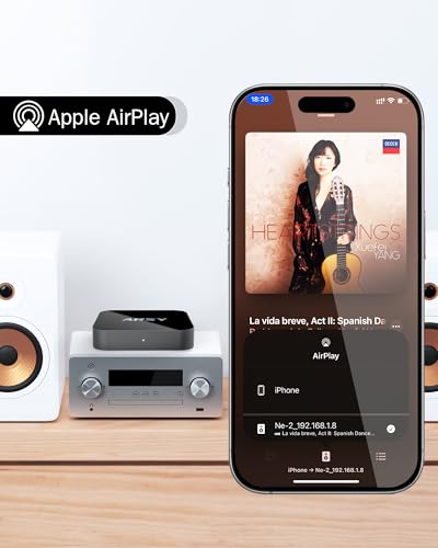 ARSY Ne-2 Streaming Music Receiver, Airplay 2 Receiver, WiFi Streamer, Wireless Audio Receiver Stream Hi-Res Audio from Spotify, Tidal, Roon and More