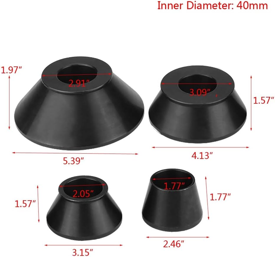 Wheel Balancer Cone, 4pcs Carbon Steel Wheel Balancer Adapter Cones Standard Taper Cone Kit for Car Light Truck, Cone 1.77" to 5.39" Size, 40mm Shaft