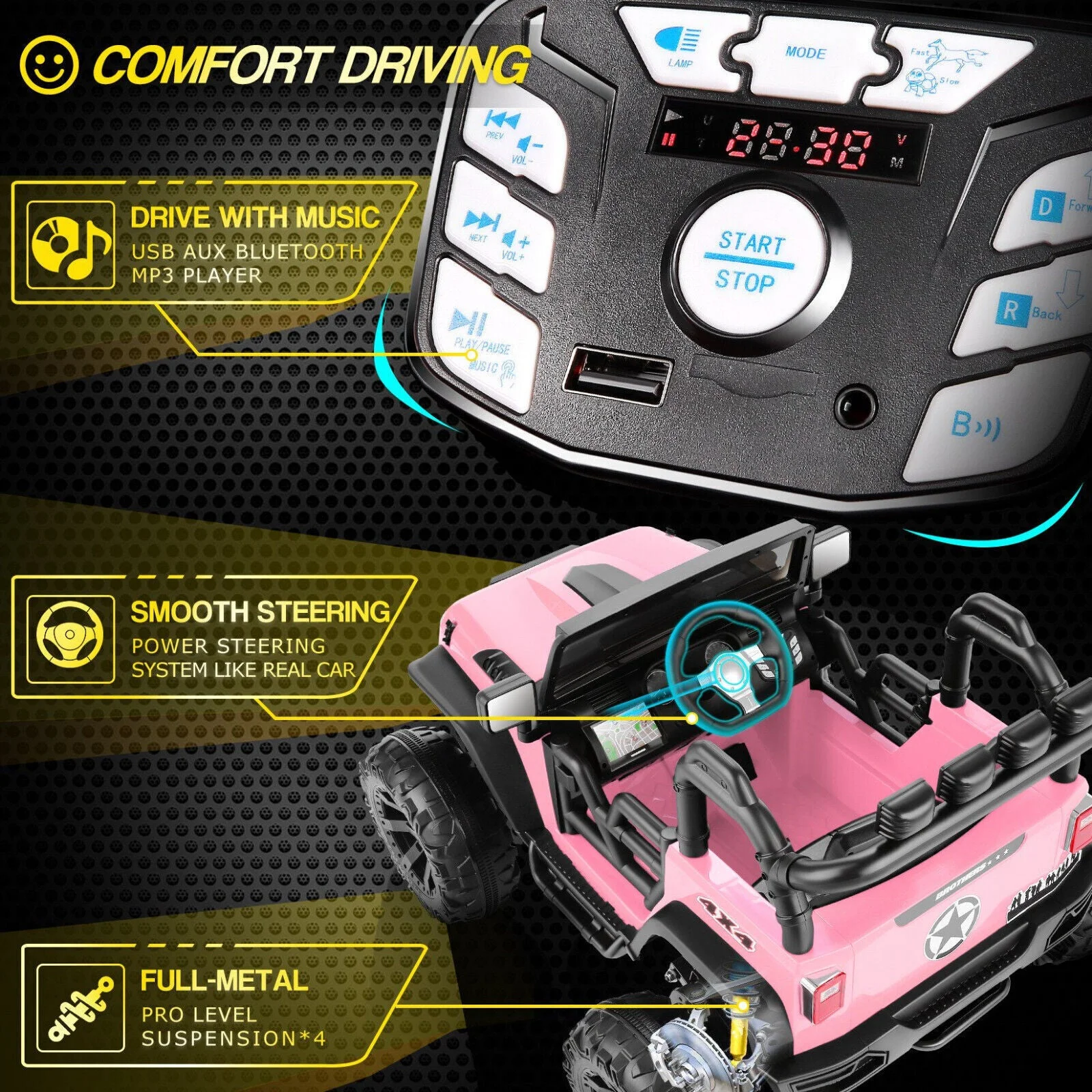 2-Seater 24V Electric Ride-On Truck with Bluetooth and Remote Control - 400W Power - Curated Treasures Market