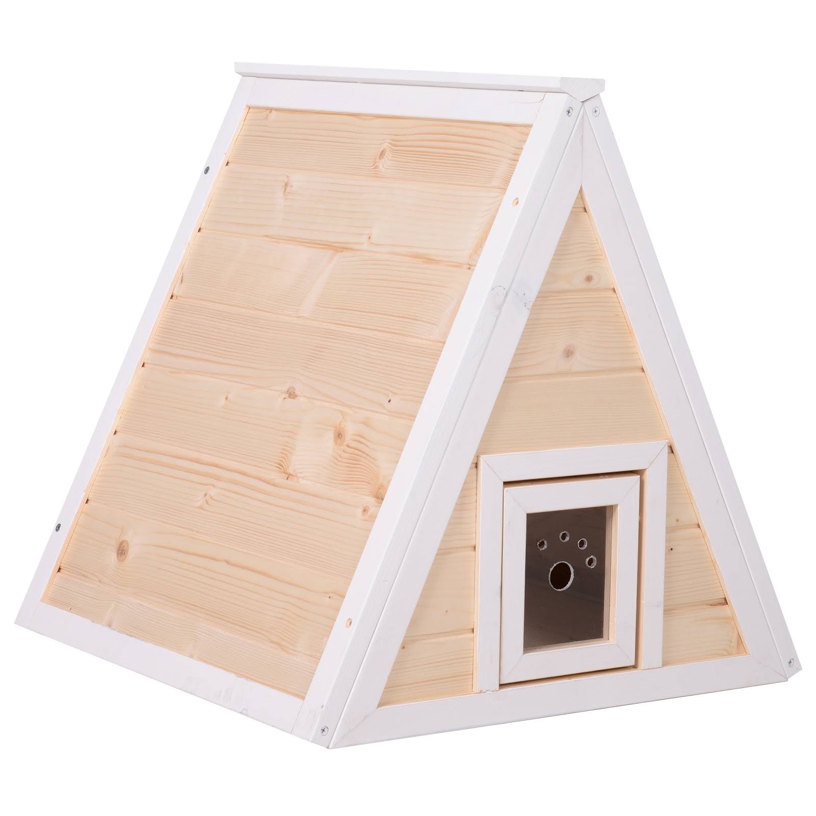 Pawhut 21x22 Solid Wood Cat Condo Natural Water Proof Outdoor Pet Shelter Small House - Natural