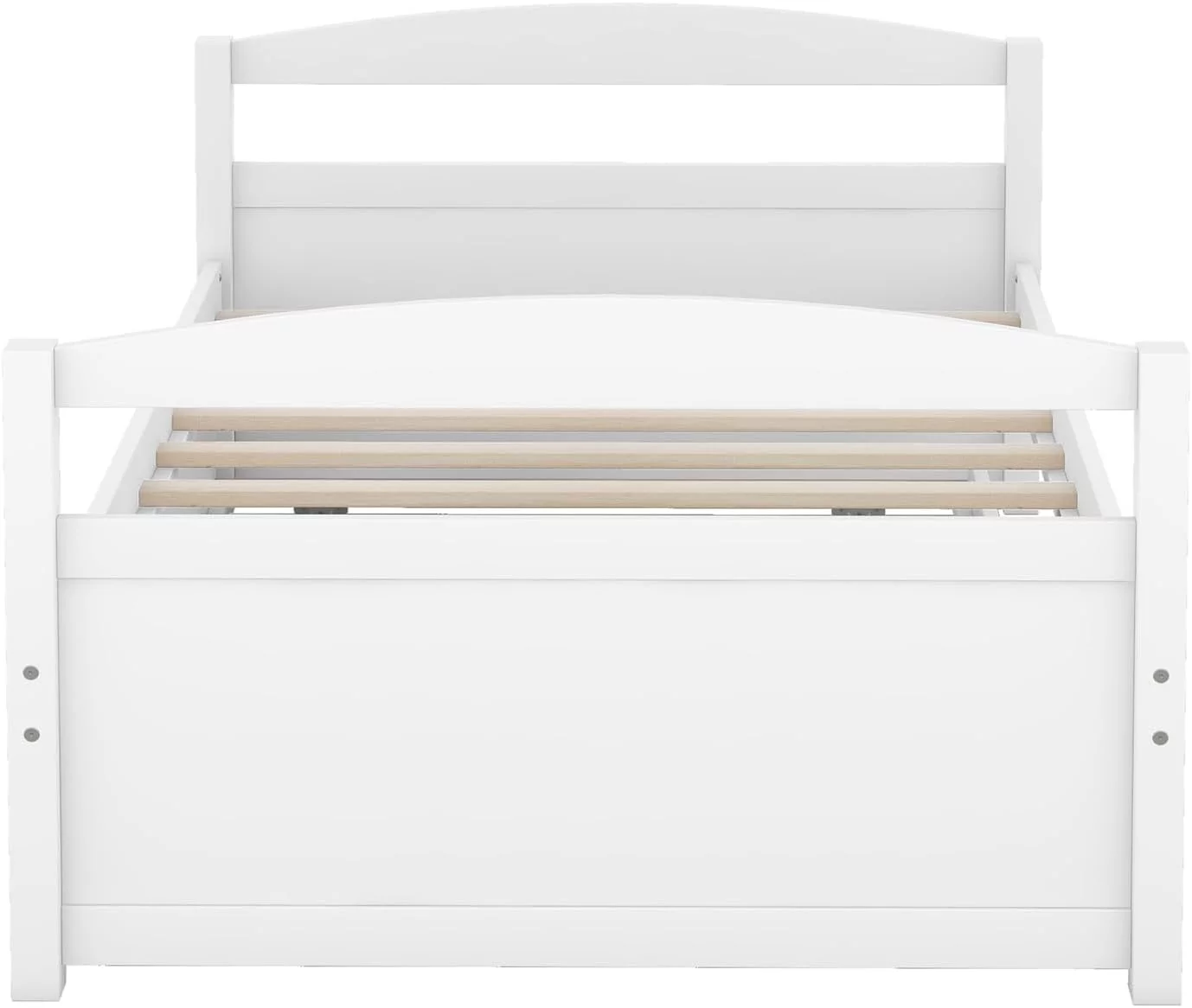 Size Daybed With Trundle, Wood Platform Bed Frame, Slats Support, White
