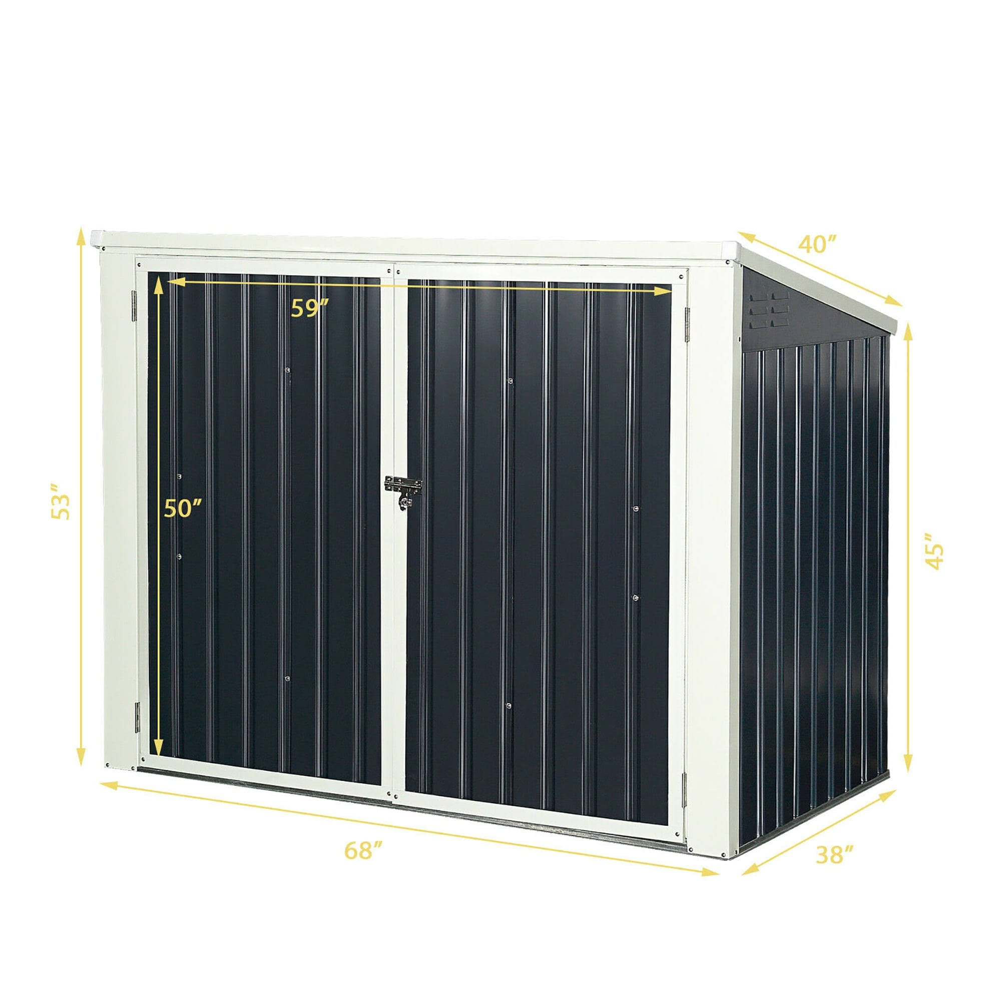 Costway 6x3ft Horizontal Storage Shed 68 Cubic Feet for Garbage Cans - Grey