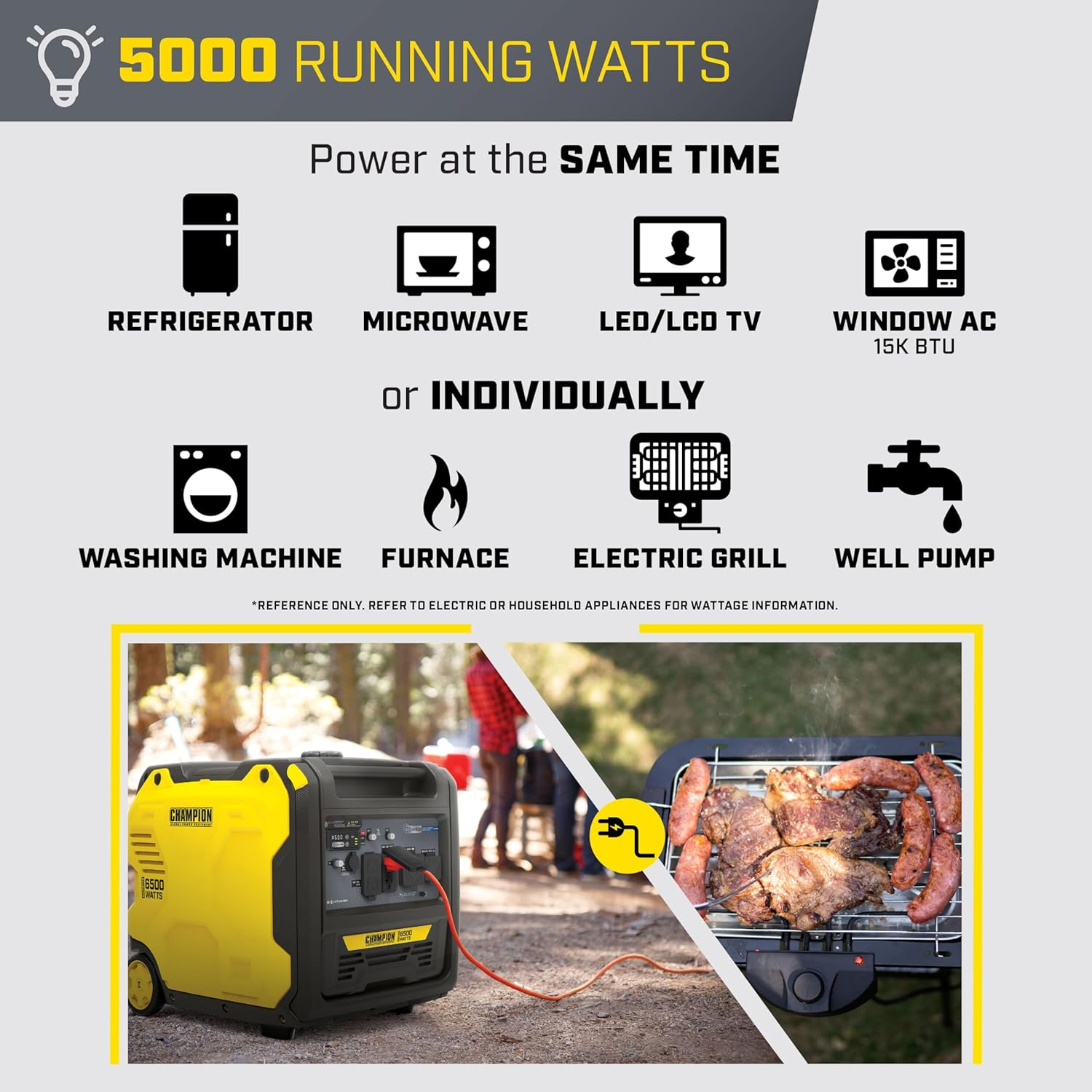 Champion Power Equipment 6500-Watt RV Ready Portable Inverter Generator with Quiet Technology and CO Shield