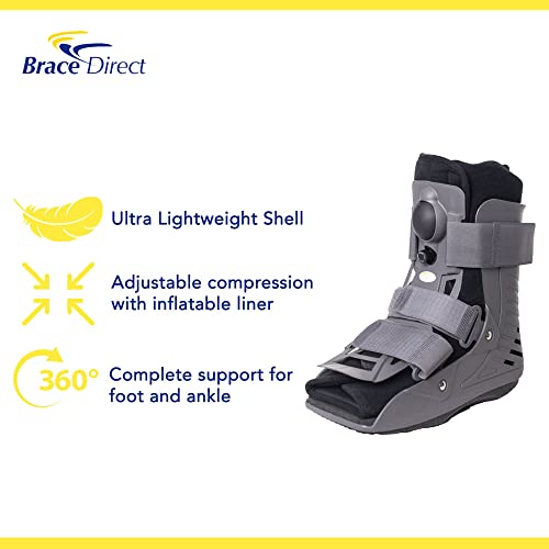 Ultra Light Short Full Shell Walking Boot- Air Cast for Foot & Ankle Injury, Sprained Ankle, Fracture, Broken Foot, Achilles Tendon Injury